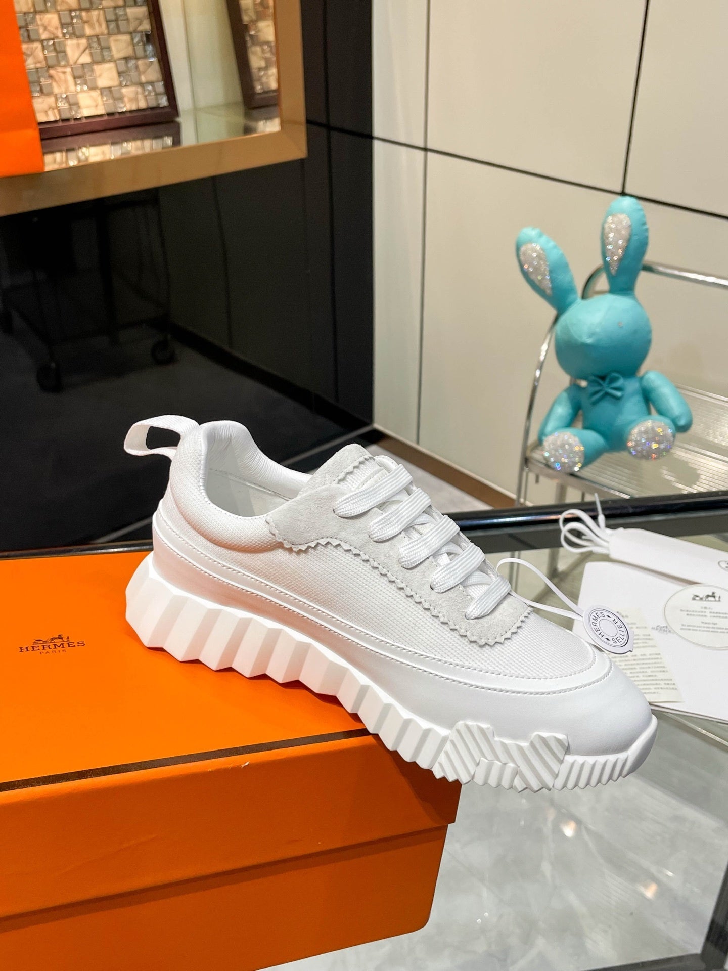 H Striped Leather Sneakers