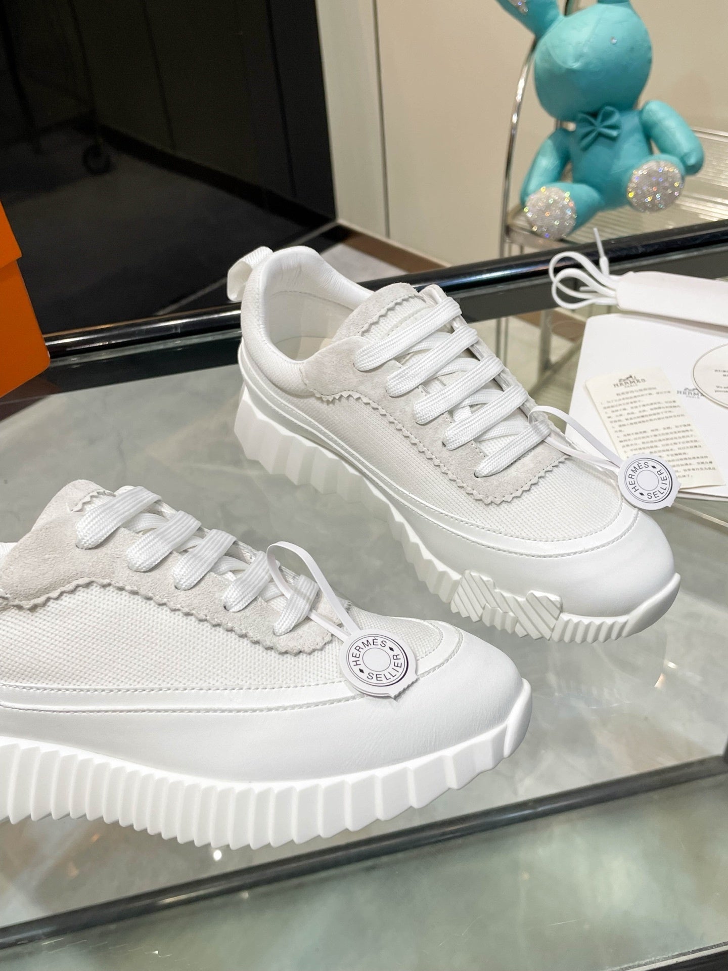 H Striped Leather Sneakers