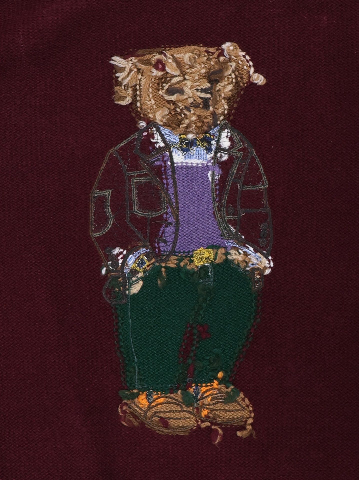 Burgundy Bear Knit Sweater