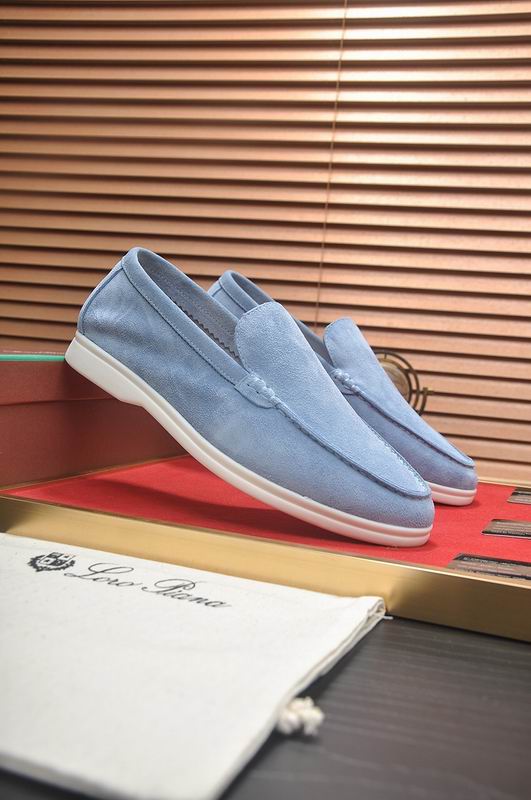 Blue Suede Slip-On Loafers