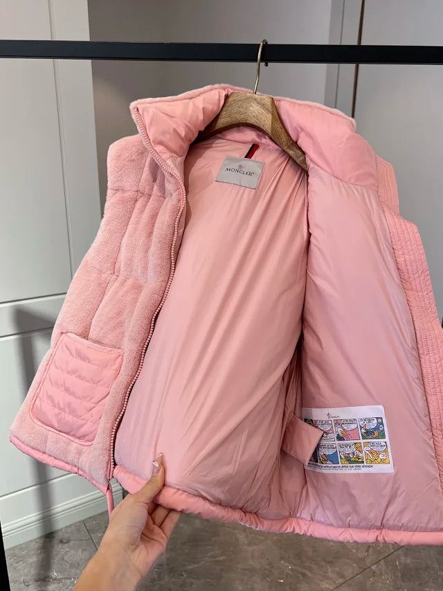 Pink Plush Puffer Vest